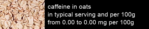 caffeine in oats information and values per serving and 100g