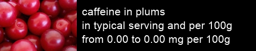 caffeine in plums information and values per serving and 100g