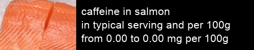 caffeine in salmon information and values per serving and 100g