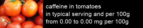 caffeine in tomatoes information and values per serving and 100g