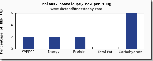 copper and nutrition facts in cantaloupe per 100g