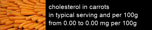 cholesterol in carrots information and values per serving and 100g