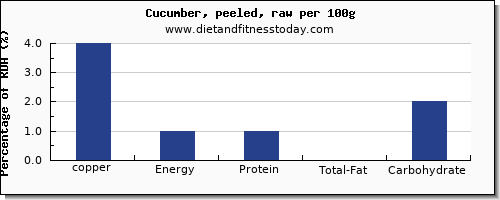 copper and nutrition facts in cucumber per 100g