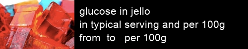 glucose in jello information and values per serving and 100g