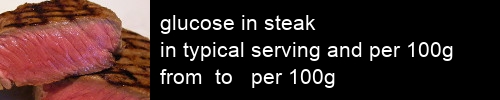 glucose in steak information and values per serving and 100g