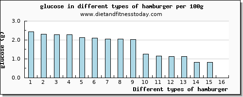 hamburger glucose per 100g