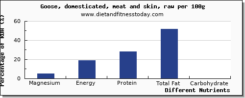 chart to show highest magnesium in goose per 100g