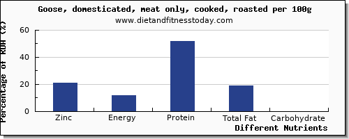 chart to show highest zinc in goose per 100g