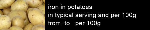 iron in potatoes information and values per serving and 100g