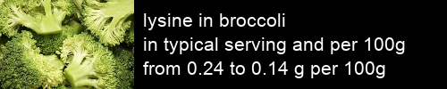 lysine in broccoli information and values per serving and 100g