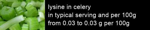 lysine in celery information and values per serving and 100g