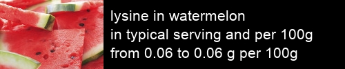 lysine in watermelon information and values per serving and 100g