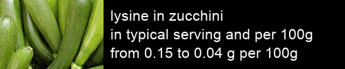 lysine in zucchini information and values per serving and 100g