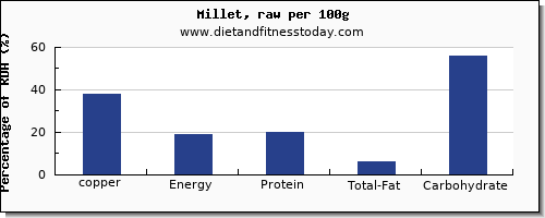 copper and nutrition facts in millet per 100g