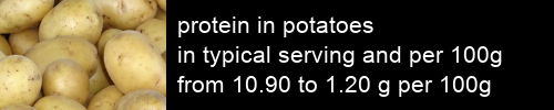 protein in potatoes information and values per serving and 100g