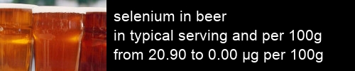 selenium in beer information and values per serving and 100g