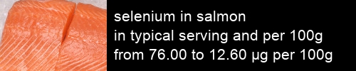 selenium in salmon information and values per serving and 100g