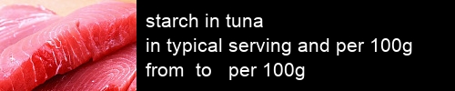 starch in tuna information and values per serving and 100g