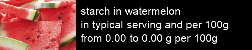 starch in watermelon information and values per serving and 100g