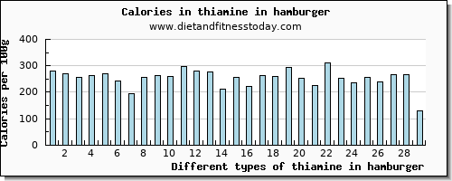 thiamine in hamburger thiamin per 100g