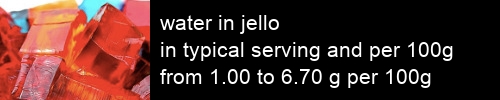 water in jello information and values per serving and 100g