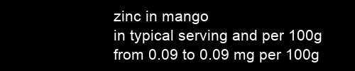 zinc in mango information and values per serving and 100g